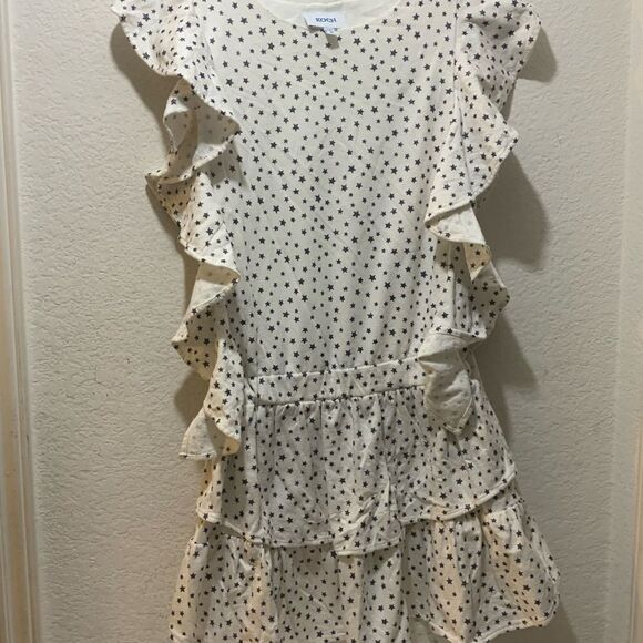 Koch Madison Ruffle Dress in cotton White black stars size M - Picture 2 of 9